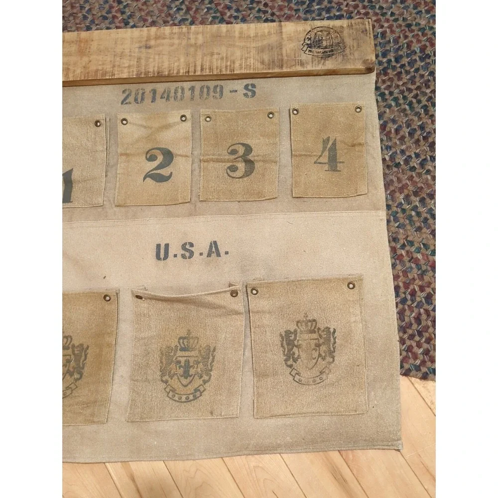The Barrel Shack Wesson Wall Storage Decor Reclaimed Wood Military Canvas‎ 32x28